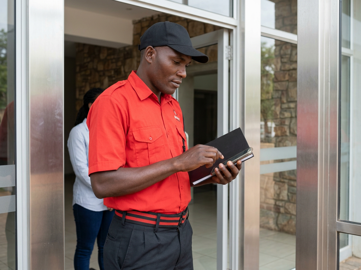 City Watch officer attending to access at a building entrance