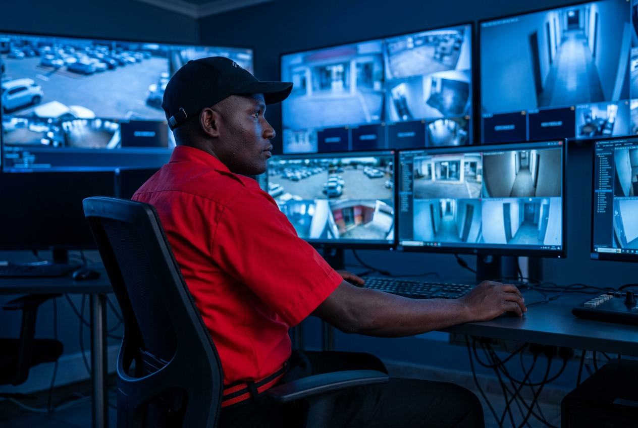 City Watch officer monitoring CCTV screens